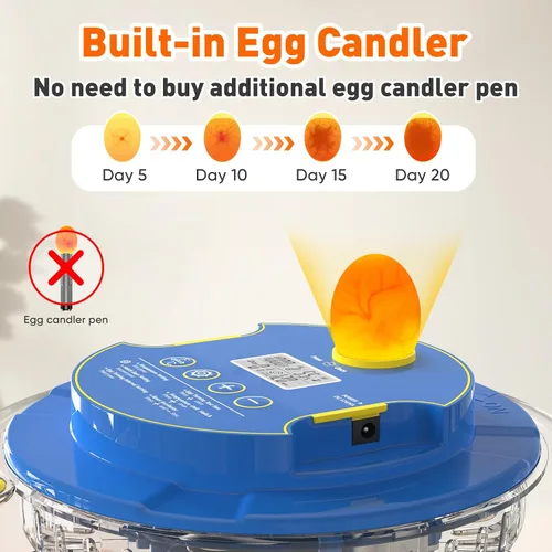 Miniatura 4 de MYPIN Incubadora de 18 huevos de gallina con control de temperatura, pantalla de humedad, giro automático de huevos, llenado automático de agua