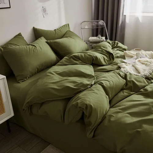 Miniatura 20 de Nanko - Juego de edredón tamaño Twin XL en verde oscuro, verde oliva suave, relleno alternativo de plumón para todas las estaciones, acolchado