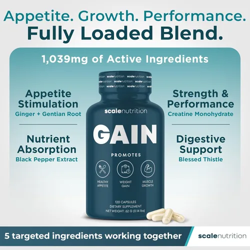 Miniatura 3 de Gain Appetite Booster Cápsulas para adultos, soporte para ganar peso para hombres y mujeres, píldoras de aumento de peso con extracto de jengibre