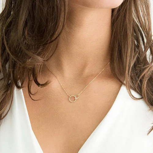 Miniatura 4 de Befettly - Collar con dije de luna hecho de oro de 14 quilates