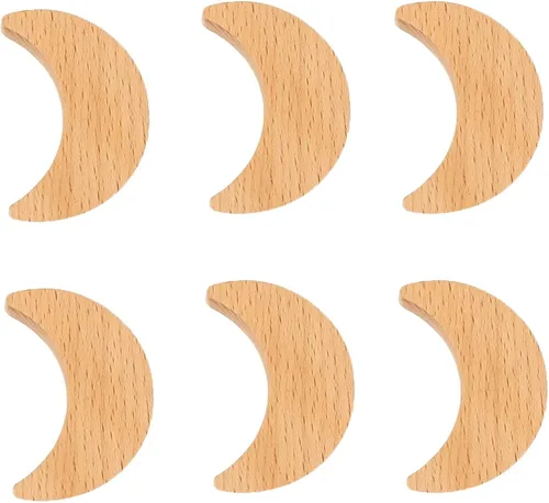 Miniatura 7 de 6 pomos de madera decorativos en forma de nube para cajones con tornillos, pomos de madera para puertas de gabinete, pomos de cajones de muebles