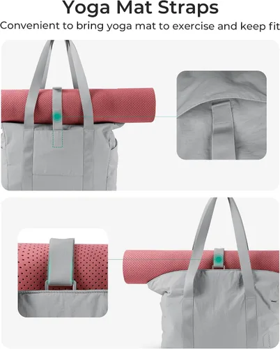 Miniatura 38 de BAGSMART Bolsa de mano para mujer con cremallera, bolsa de gimnasio con compartimentos, bolsa de trabajo para enfermera, baile, bolsa de yoga