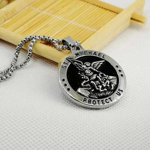 Miniatura 3 de enhong Collar de San Miguel de acero inoxidable con cadena