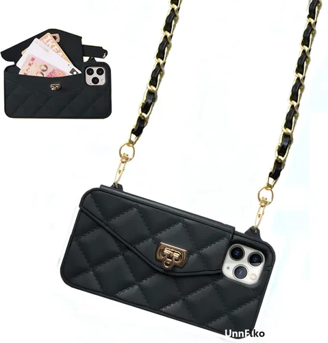 Miniatura 36 de UnnFiko - Funda tipo cartera compatible con iPhone XR, diseño elegante de bolsa de lujo, cartera abatible con funda para tarjetas, cubierta de Negro