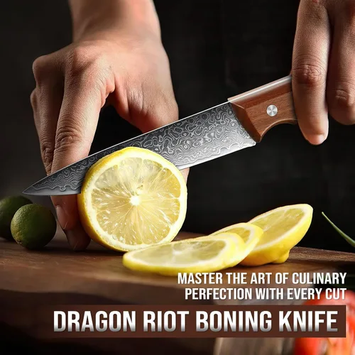 Miniatura 2 de DRAGON RIOT Cuchillo de pelar de Damasco de 5 pulgadas, cuchillo de fruta de acero de Damasco VG-10, cuchillo de pelar japonés con mango de madera