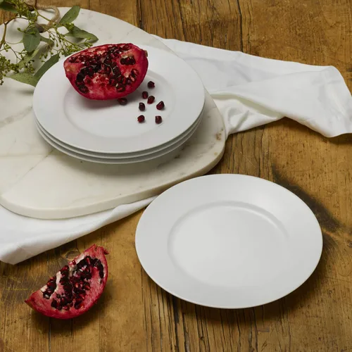 Miniatura 7 de Everyday White Juego de 4 platos de ensalada con borde clásico, 8.25 pulgadas