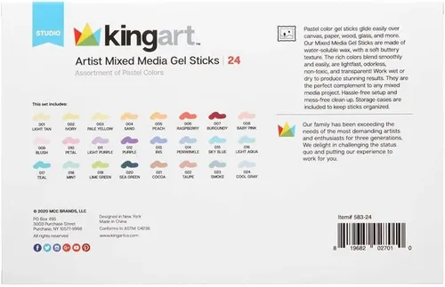Miniatura 8 de KINGART Juego de barras de gel pastel, pigmentos de artista, 24 colores únicos, solubles en agua, cremosos e inodoros, uso en papel, madera, lienzo