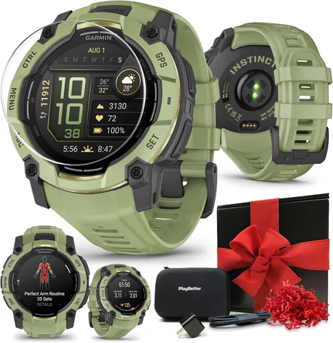 Miniatura 11 de PlayBetter Garmin Instinct 3 Alpine Rush AMOLED (citrino, 1.772 in) caja de regalo de reloj inteligente GPS para exteriores, linterna integrada