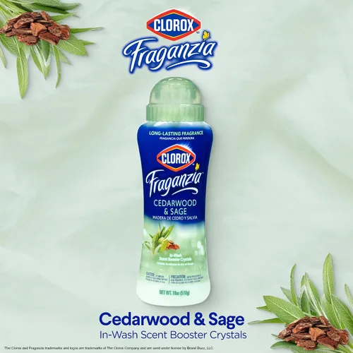 Miniatura 2 de Clorox Fraganzia Cristales Potenciadores de Aroma para Lavandería en Aroma de Madera de Cedro y Salvia - Perlas Perfumadas Frescas para el Lavado