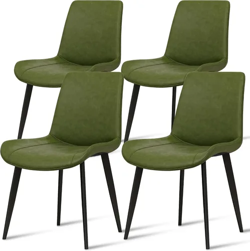 Miniatura 21 de Juego de 4 sillas de comedor, modernas sillas de comedor tapizadas de piel sintética con patas de metal resistentes y respaldo cómodo, sillas Marrón