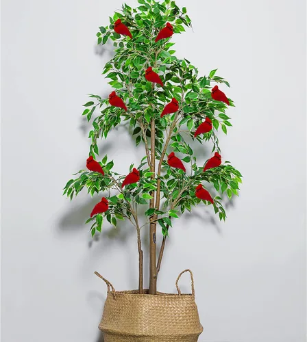 Miniatura 6 de BANBERRY DESIGNS Adornos de Navidad cardenales con clip, decoraciones de cardenal Hoiiday con clips plateados, cuerpos flocados rojos con alas