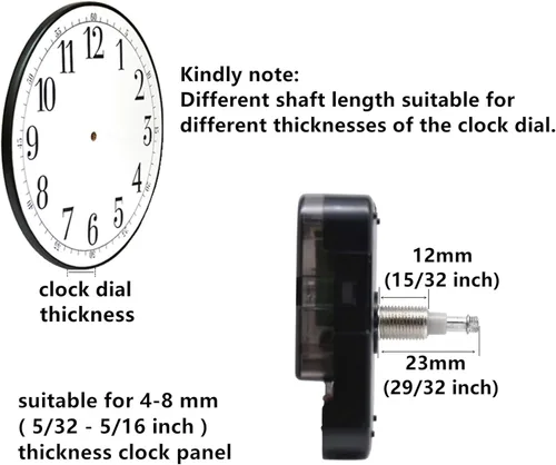 Miniatura 3 de TIKROUND Youngtown 12888 - Piezas de reemplazo para mecanismo de movimiento de reloj de cuarzo de alto par con manecillas de 207 mm / 8.15 pulgadas