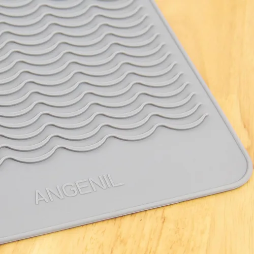 Miniatura 2 de ANGENIL Alfombrilla de silicona grande resistente al calor para herramientas de cabello calientes con plancha alisadora de cabello y rizadores, Gris