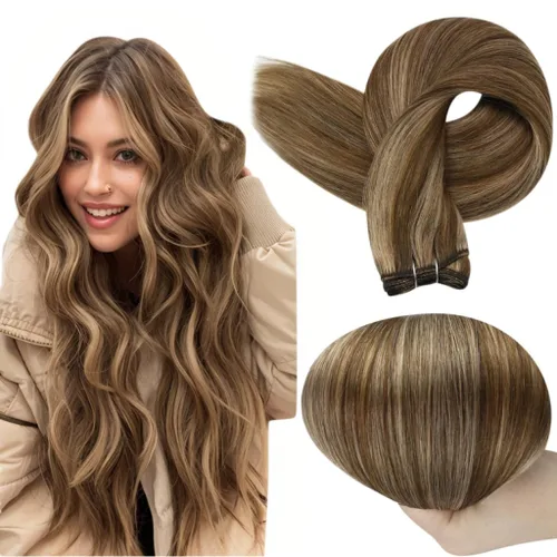 Miniatura 75 de Full Shine Extensiones de trama de cabello humano, cabello natural negro brillante, para mujeres, 1.76 oz (50 g), 10 pulgadas (25.4 cm), cabello