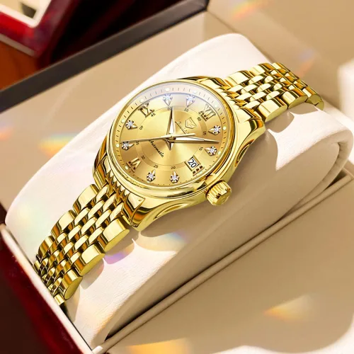 Miniatura 2 de OLEVS Relojes automáticos para mujer, mecánicos, cuerda automática, vestido de lujo, esfera de diamante, correa de acero inoxidable, impermeable