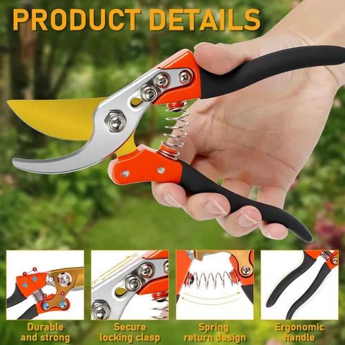 Miniatura 3 de Tijeras de Podar Resistentes, Tijeras de Jardín y Podadoras con Hojas de Acero SK5 Red-BIDMLI de 8.66" y Mangos de Aleación de Aluminio, Cortador