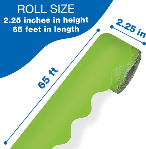 Miniatura 2 de Carson Dellosa 65 pies de bordes para tablón de anuncios verde lima, 1 rollo de borde festoneado para pizarra rodante, corcho y cartulina, Día