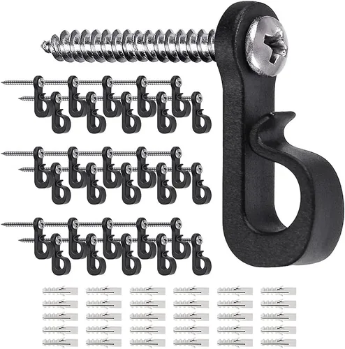 Miniatura 12 de SELEWARE Q - Ganchos para colgar luces de cadena, Navidad con tornillo, ganchos para interiores y exteriores, clips para colgar luces de hadas
