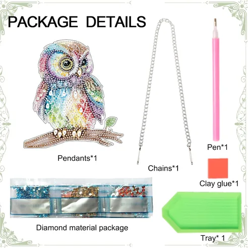 Miniatura 3 de Kit de Colgante de Pintura de Diamante de Búho de AiYuanzsh, 19 cm, Acrílico, Montaje en Pared, Manualidades de Mosaico, Decoración del Hogar
