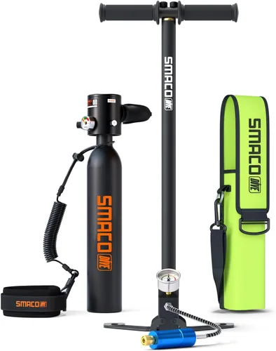 Miniatura 15 de SMACO Botella de buceo Mini Tanque 0.5L Buceo Botella Soporta 6-10 Minutos Buceo para Buceo o como Botella de Aire de Repuesto