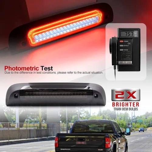 Miniatura 2 de Luz de freno LED de reemplazo de tercera luz para 2014-2018 Chevy Silverado GMC Sierra 1500 2500HD 3500HD Roja intermitente trasera de tercera luz