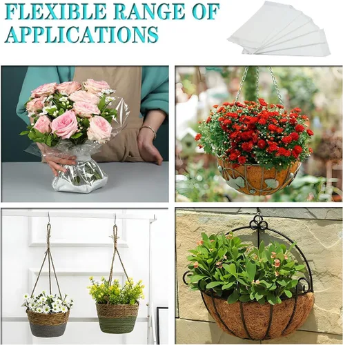 Miniatura 5 de Paquete de 8 forros de riego automático para colgar plantas, cesta de plantas de 10 x 14 pulgadas, dispositivos de riego de coco, tapete de riego