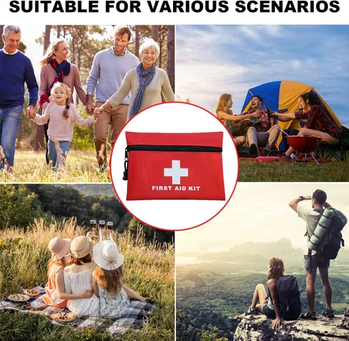 Miniatura 6 de 12 piezas Mini Kit de primeros auxilios Bolsa de almacenamiento vacía con cierre para emergencias en casa, oficina, automóvil, al aire libre, barco