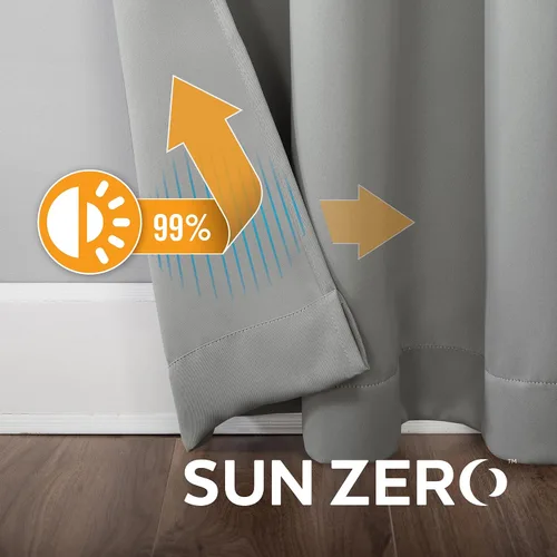 Miniatura 4 de Sun Zero Soho Paquete de 2 paneles de cortinas opacas con ojales de eficiencia energética, 54 x 84 pulgadas, color plateado Gris plateado