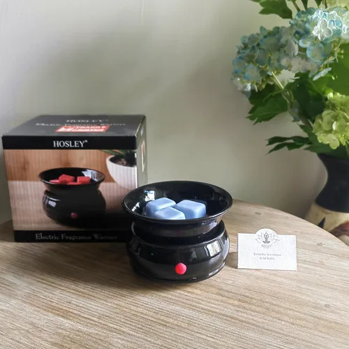 Miniatura 5 de Hosley - Calentador eléctrico de cerámica negra para cera de fragancia, líquido de potpurrí. Ideal para spa y aromaterapia. Usa cubos de cera