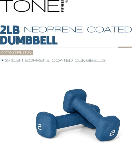 Miniatura 2 de Tone Fitness Pares de Mancuernas de Pesas de Neopreno con Cabeza Cuadrada Antirrodamiento Múltiples Opciones Azul