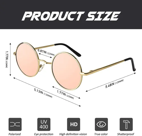 Miniatura 61 de CGID Gafas de sol unisex polarizadas redondas E01 Lennon