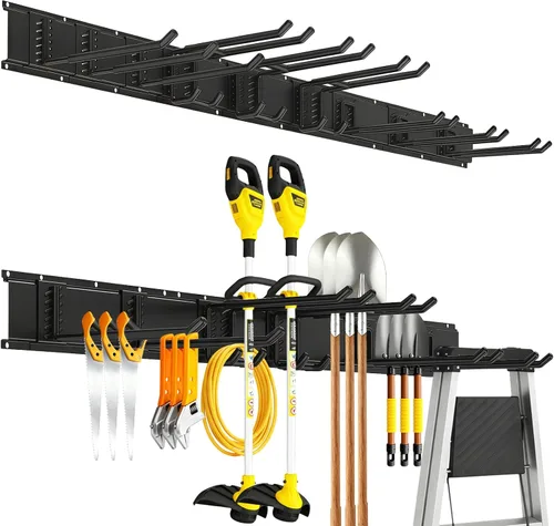 Organizador de herramientas de garaje para montaje en pared, sistema de almacenamiento de garaje resistente de 48 pulgadas y organizador de