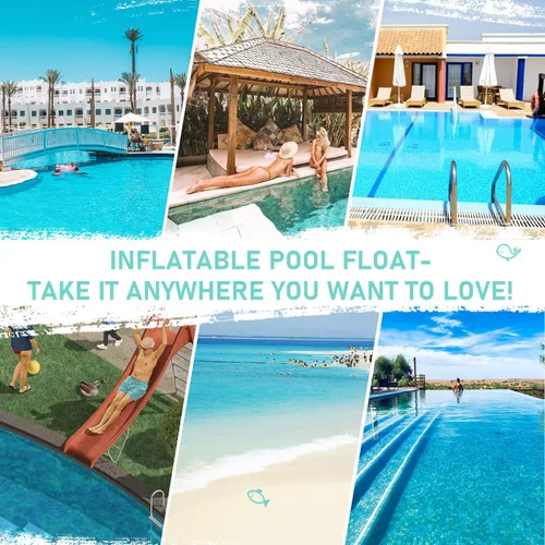 Miniatura 7 de Flotadores de piscina para adultos, paquete de 3 flotadores inflables para piscina, hamaca de agua con malla, esenciales para vacaciones en la playa