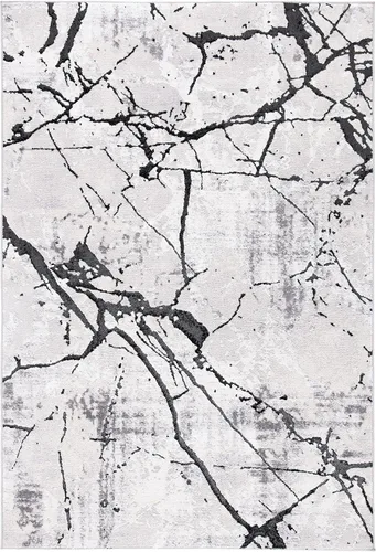 SAFAVIEH Amelia Collection - Alfombra decorativa de 2 x 4 pies, gris y negro, diseño abstracto moderno, no desprende pelusa y de fácil cuidado,