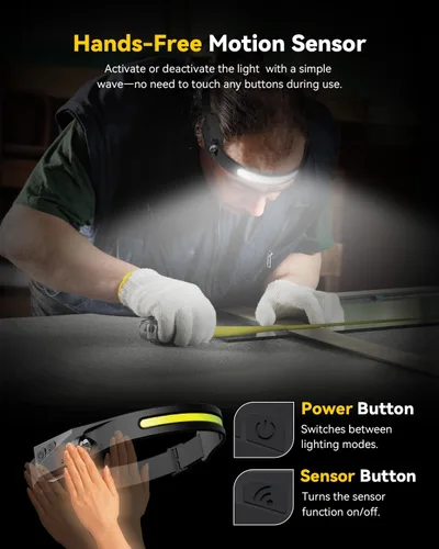 Miniatura 4 de Faros delanteros recargables con luz roja, paquete de 2, lámpara LED de haz ancho para adultos, faros para cabeza con sensor de movimiento, luz
