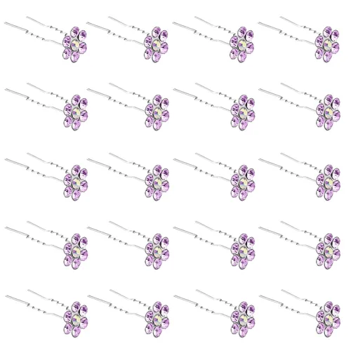 Miniatura 23 de QIUTIMIY Paquete de 20 horquillas para el cabello con flores de cristal (azul) con diamantes de imitación para novia, boda, accesorios de joyería