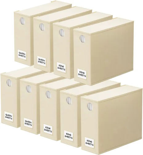 Miniatura 10 de SpaceAid Paquete de 6 organizadores y almacenamiento de sábanas, organizador de sábanas plegable con ventana para armario de lino, juego de carpetas