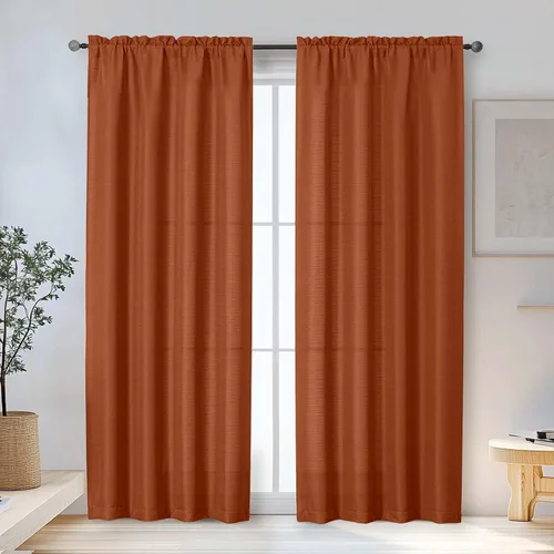 Miniatura 53 de OWENIE Bob Juego de 2 Paneles de Cortinas Negras de Cocina para Ventanas de 36 Pulgadas de Largo, Cortinas Cortas de Café con Textura de Lino