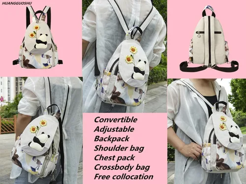 Miniatura 66 de HUANGGUOSHU Mochila de algodón tejida de algodón bohemio con bordado de lona estilo bohemio con múltiples bolsillos retro linda mochila cartera
