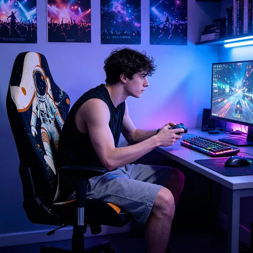 Miniatura 2 de Fundas para Sillas Gaming Fundas Deslizables, Impresión 3D Elástica Extensible para Asiento de Silla Gaming Reclinable de Computadora con Funda