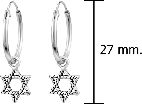 Miniatura 4 de AeraVida Aretes de aro simbólicos de plata de ley 925 con estrella judía de David Aretes de plata de ley con estrella de David para mujer Mini