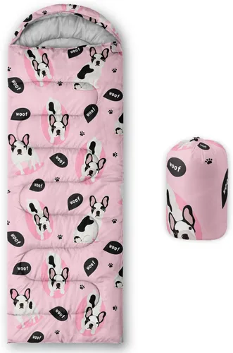Miniatura 23 de AILONEN Saco de dormir de campamento de dibujos animados para niños y niñas, adultos, ligero e impermeable, 3 estaciones, clima cálido y frío
