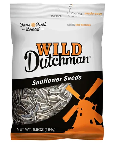 Miniatura 11 de Wild Dutchman Semillas de girasol tostadas en una bolsa resellable para una máxima frescura y un aperitivo fácil de verter, sabor original salado