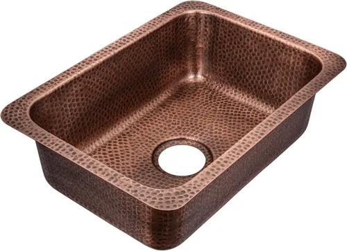 Monarch Abode Fregadero de cocina y bar – Fregadero Milan de doble montaje desplegable de 21 pulgadas, fregaderos de cobre puro martillado a mano,