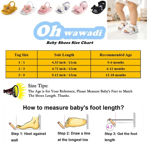 Miniatura 7 de Ohwawadi Sandalias para bebés niños y niñas, suela suave, vestido de boda, zapatos planos, sandalias de playa, zapatos de cuna para recién nacidos