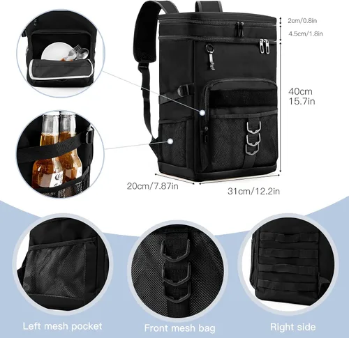 Miniatura 6 de Mochila térmica de doble sección, aislada, a prueba de fugas, para hombres y mujeres, bolsa térmica táctica de gran capacidad, bolsa de almuerzo