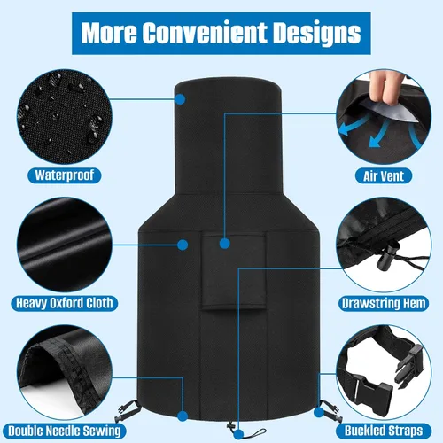 Miniatura 3 de SIRUITON Cubierta para chimenea de patio, duradera, resistente a la intemperie, cubierta para chimenea de chimenea de chimenea 420D Oxford