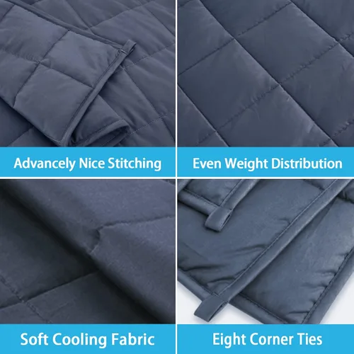 Miniatura 107 de Manta con Peso Azul para Adultos 12 libras, 48"x72", Tamaño Twin Full Manta Pesada Refrescante para 110-130 libras, Mantas Grandes de Microfibra