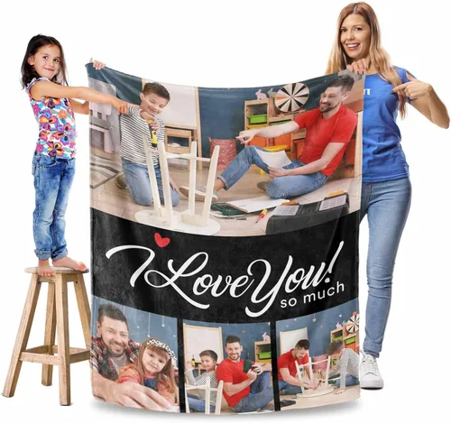 Miniatura 16 de Manta personalizada para el Día del Padre, regalos para papá, mantas personalizadas con fotos, mantas personalizadas de collage de fotos, manta suave