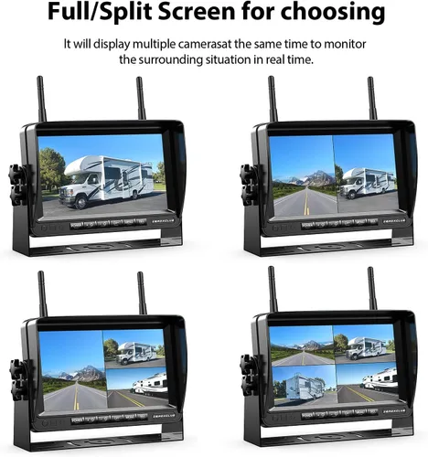 Miniatura 5 de ZEROXCLUB Kit de sistema de cámara de respaldo inalámbrica digital FHD de 1080P para RV/camión/remolque/furgoneta/autobús, visión nocturna, monitor